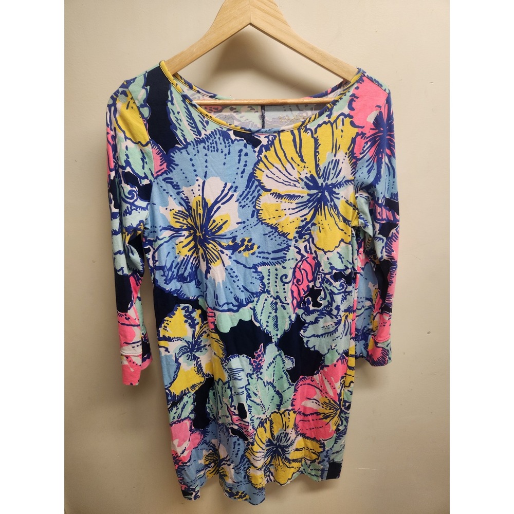 Lilly Pulitzer Floral Print 3/4 Sleeve‎ Pima Cotton Dress